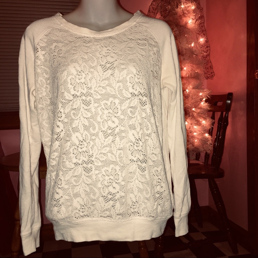 LIKE NEW Y2K Forever 21 Cream White Lace Sweater SMALL